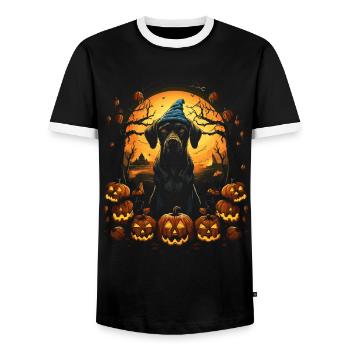 Halloween Dogs Fun Trick or Treat Spooky Dogs - Men's Ringer Shirt - black/white - Front - AI Model Female 172 light (172cm) & AI Model Male 178 light (178cm)