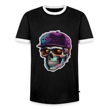 Skull Sunglasses Skulls Skull Skulls Skulls - Men's Ringer Shirt - black/white - Front - AI Model Female 172 light (172cm) & AI Model Male 178 light (178cm)