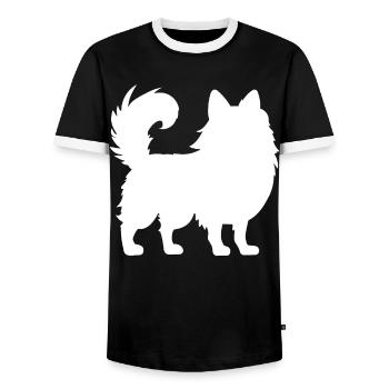 Pomeranian Zwergspitz - Männer Kontrast-T-Shirt - Schwarz/Weiß - Vorne - AI Model Female 172 light (172cm) & AI Model Male 178 light (178cm)