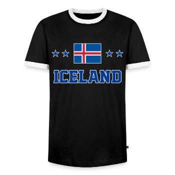 Islande - T-shirt contrasté Homme - noir/blanc - Devant - AI Model Female 172 light (172cm) & AI Model Male 178 light (178cm)