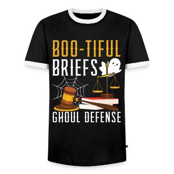 Boo-tiful Briefs Ghoul Defense Lawyer Halloween - Men's Ringer Shirt - black/white - Front - AI Model Female 172 light (172cm) & AI Model Male 178 light (178cm)