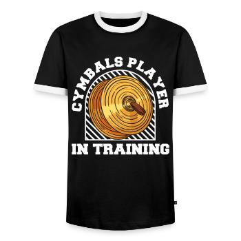 Fan train marching band cymbal - Men's Ringer Shirt - black/white - Front - AI Model Female 172 light (172cm) & AI Model Male 178 light (178cm)