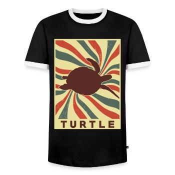 Sea Turtle Retro Vintage - T-shirt contrasté Homme - noir/blanc - Devant - AI Model Female 172 light (172cm) & AI Model Male 178 light (178cm)