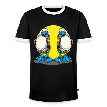 Galapagos Blue-footed Couple - Men's Ringer Shirt - black/white - Front - AI Model Female 172 light (172cm) & AI Model Male 178 light (178cm)