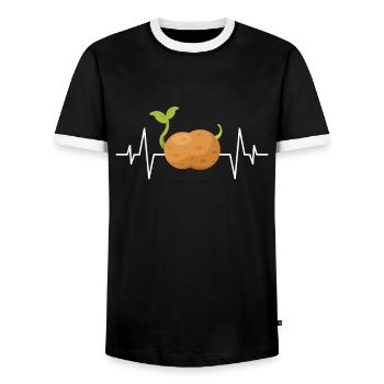 Kartoffel Herzschlag - Männer Kontrast-T-Shirt - Schwarz/Weiß - Vorne - AI Model Female 172 light (172cm) & AI Model Male 178 light (178cm)