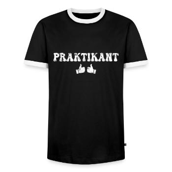 Praktikant - Männer Kontrast-T-Shirt - Schwarz/Weiß - Vorne - AI Model Female 172 light (172cm) & AI Model Male 178 light (178cm)