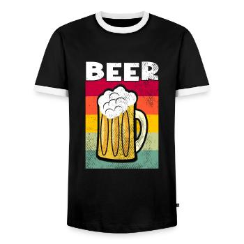 Beer Retro - Men's Ringer Shirt - black/white - Front - AI Model Female 172 light (172cm) & AI Model Male 178 light (178cm)
