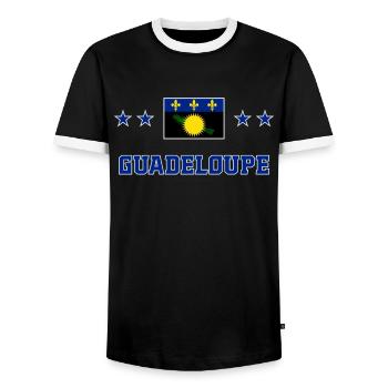 Guadeloupe - T-shirt contrasté Homme - noir/blanc - Devant - AI Model Female 172 light (172cm) & AI Model Male 178 light (178cm)