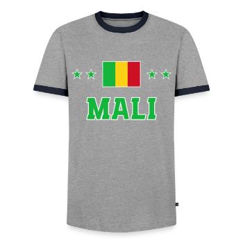 Mali - Men's Ringer Shirt - grey/navy  - Front - AI Model Female 172 light (172cm) & AI Model Male 178 light (178cm)