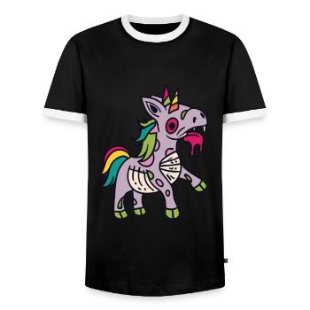Zombiecorn Zombie Unicorn Unicorn Halloween - Men's Ringer Shirt - black/white - Front - AI Model Female 172 light (172cm) & AI Model Male 178 light (178cm)