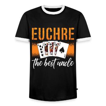 Euchre Le meilleur oncle Cartes à jouer Euchre Player - T-shirt contrasté Homme - noir/blanc - Devant - AI Model Female 172 light (172cm) & AI Model Male 178 light (178cm)
