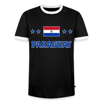 Paraguay - Men's Ringer Shirt - black/white - Front - AI Model Female 172 light (172cm) & AI Model Male 178 light (178cm)