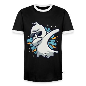 Ghost Dabbing Halloween Dabbing Dab Ghost - T-shirt contrasté Homme - noir/blanc - Devant - AI Model Female 172 light (172cm) & AI Model Male 178 light (178cm)