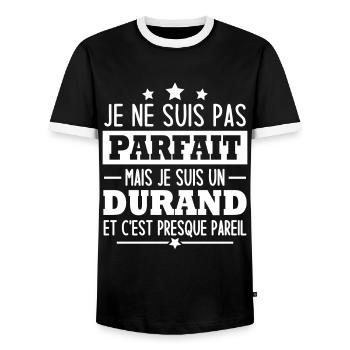 Je suis un durand - T-shirt contrasté Homme - noir/blanc - Devant - AI Model Female 172 light (172cm) & AI Model Male 178 light (178cm)