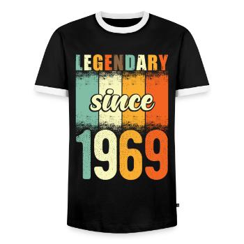 Legendary since 1969 Retro Vintage Birthday - Men's Ringer Shirt - black/white - Front - AI Model Female 172 light (172cm) & AI Model Male 178 light (178cm)