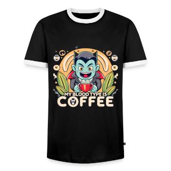 Mon groupe sanguin est café - T-shirt contrasté Homme - noir/blanc - Devant - AI Model Female 172 light (172cm) & AI Model Male 178 light (178cm)