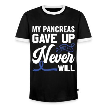 Mon pancréas a abandonné mais je ne le ferai jamais - diabétiques - T-shirt contrasté Homme - noir/blanc - Devant - AI Model Female 172 light (172cm) & AI Model Male 178 light (178cm)