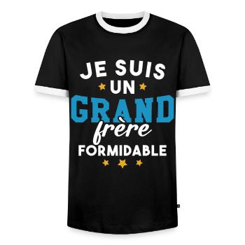 Je suis un Grand frère formidable - T-shirt contrasté Homme - noir/blanc - Devant - AI Model Female 172 light (172cm) & AI Model Male 178 light (178cm)