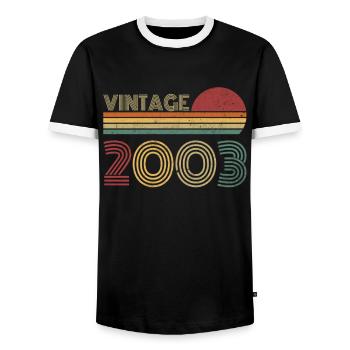 Millésime 2003 - T-shirt contrasté Homme - noir/blanc - Devant - AI Model Female 172 light (172cm) & AI Model Male 178 light (178cm)