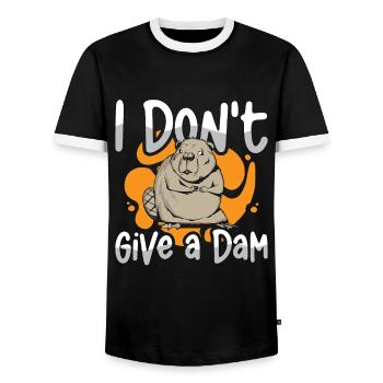 Beaver Dam I Don't Give A Dam Loves Rodent Animals - Men's Ringer Shirt - black/white - Front - AI Model Female 172 light (172cm) & AI Model Male 178 light (178cm)