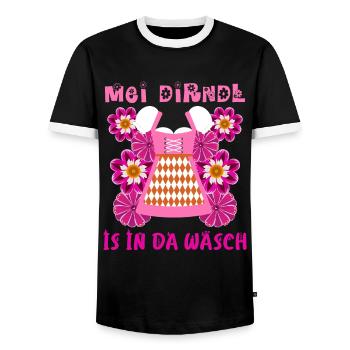Mein Dirndl is in da Wäsch Bayern Shirt - Männer Kontrast-T-Shirt - Schwarz/Weiß - Vorne - AI Model Female 172 light (172cm) & AI Model Male 178 light (178cm)