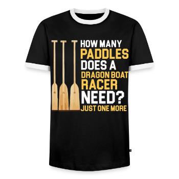 Funny Paddles Needs a Dragon Boat Racer - Men's Ringer Shirt - black/white - Front - AI Model Female 172 light (172cm) & AI Model Male 178 light (178cm)