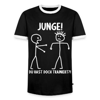 Fitness Bodybuilder Gym Alter hast du trainiert - Männer Kontrast-T-Shirt - Schwarz/Weiß - Vorne - AI Model Female 172 light (172cm) & AI Model Male 178 light (178cm)