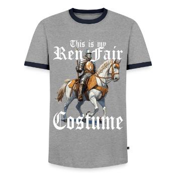 Dies Ist Mein Ren Faire -Kostüm -Turnier - Männer Kontrast-T-Shirt - Grau/Navy  - Vorne - AI Model Female 172 light (172cm) & AI Model Male 178 light (178cm)