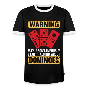 Avertissement de dominos peut spontanément commencer à jouer - T-shirt contrasté Homme - noir/blanc - Devant - AI Model Female 172 light (172cm) & AI Model Male 178 light (178cm)