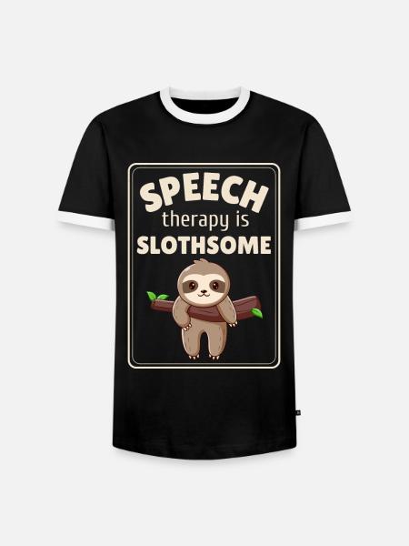 Logopädie, Faultierpathologe, SLP - Männer Kontrast-T-Shirt - Schwarz/Weiß