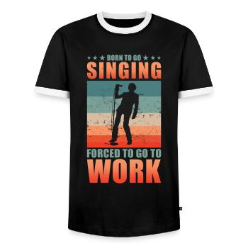 Chanteur né pour aller chanter - T-shirt contrasté Homme - noir/blanc - Devant - AI Model Female 172 light (172cm) & AI Model Male 178 light (178cm)