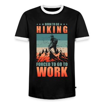 Geboren zum Wandern Gezwungen zur Arbeit zu gehen - Männer Kontrast-T-Shirt - Schwarz/Weiß - Vorne - AI Model Female 172 light (172cm) & AI Model Male 178 light (178cm)