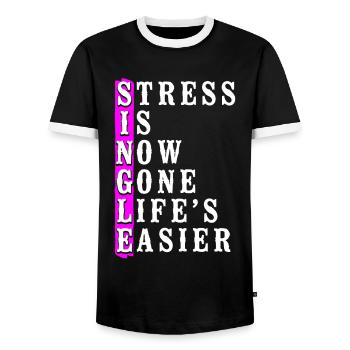 Le stress de la fête de divorce heureuse est maintenant - T-shirt contrasté Homme - noir/blanc - Devant - AI Model Female 172 light (172cm) & AI Model Male 178 light (178cm)