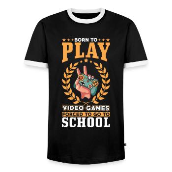 Gamers born to play video games - Men's Ringer Shirt - black/white - Front - AI Model Female 172 light (172cm) & AI Model Male 178 light (178cm)