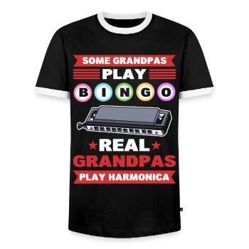 Manche Großväter spielen Bingo Echte Großväter - Männer Kontrast-T-Shirt - Schwarz/Weiß - Vorne - AI Model Female 172 light (172cm) & AI Model Male 178 light (178cm)