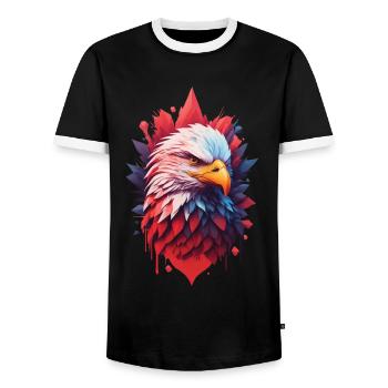 Liberté esthétique de l’aigle et fierté du design d’oiseau - T-shirt contrasté Homme - noir/blanc - Devant - AI Model Female 172 light (172cm) & AI Model Male 178 light (178cm)