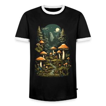 Magische Pilznacht ein Retro Pilzsammler Design - Männer Kontrast-T-Shirt - Schwarz/Weiß - Vorne - AI Model Female 172 light (172cm) & AI Model Male 178 light (178cm)
