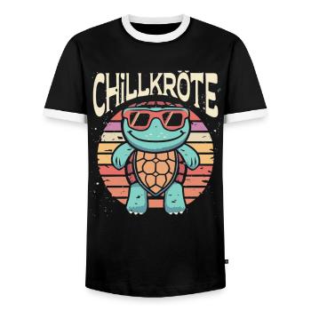 Relaxed turtles Chill toad - Men's Ringer Shirt - black/white - Front - AI Model Female 172 light (172cm) & AI Model Male 178 light (178cm)