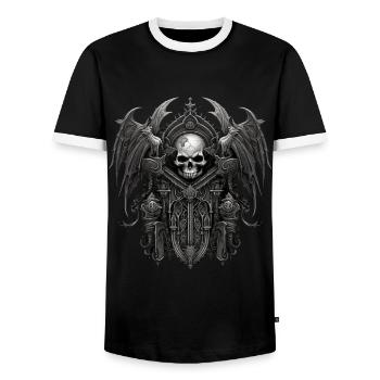 Gothik Okkult Rabe Gotik Schwarze Szene Wicca - Männer Kontrast-T-Shirt - Schwarz/Weiß - Vorne - AI Model Female 172 light (172cm) & AI Model Male 178 light (178cm)