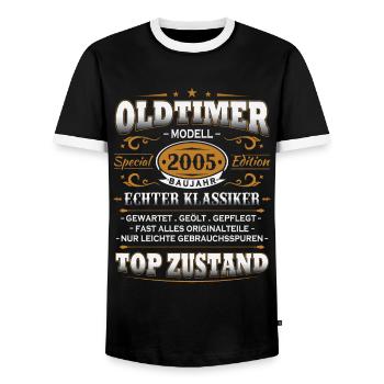 Oldtimer Baujahr 2005 Jahrgang Geburtstag Geschenk - Männer Kontrast-T-Shirt - Schwarz/Weiß - Vorne - AI Model Female 172 light (172cm) & AI Model Male 178 light (178cm)