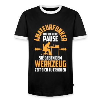 L’opérateur radioamateur ne prend pas de pause Opérateur radioamateur - T-shirt contrasté Homme - noir/blanc - Devant - AI Model Female 172 light (172cm) & AI Model Male 178 light (178cm)