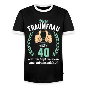 Diese Traumfrau ist 40 Jahre 40 Geburtstag - Männer Kontrast-T-Shirt - Schwarz/Weiß - Vorne - AI Model Female 172 light (172cm) & AI Model Male 178 light (178cm)