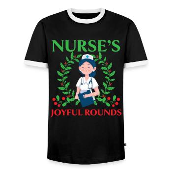 Krankenschwester's Joyful Rounds Krankenschwester - Männer Kontrast-T-Shirt - Schwarz/Weiß - Vorne - AI Model Female 172 light (172cm) & AI Model Male 178 light (178cm)