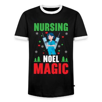 Nursing Noel Magic Medical Patients - Men's Ringer Shirt - black/white - Front - AI Model Female 172 light (172cm) & AI Model Male 178 light (178cm)