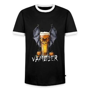 Beer glass with bat wings - horror and enjoyment - Men's Ringer Shirt - black/white - Front - AI Model Female 172 light (172cm) & AI Model Male 178 light (178cm)
