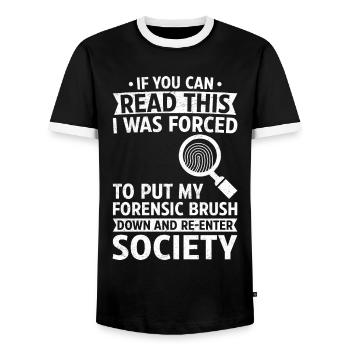 Funny coroner - Men's Ringer Shirt - black/white - Front - AI Model Female 172 light (172cm) & AI Model Male 178 light (178cm)