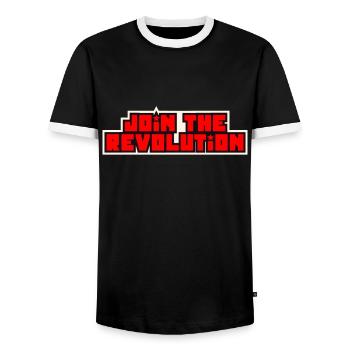 Schließe dich der Revolution an - Männer Kontrast-T-Shirt - Schwarz/Weiß - Vorne - AI Model Female 172 light (172cm) & AI Model Male 178 light (178cm)