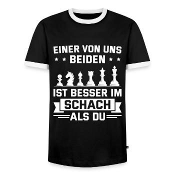 Schach Humor Schachspieler Geschenkidee - Männer Kontrast-T-Shirt - Schwarz/Weiß - Vorne - AI Model Female 172 light (172cm) & AI Model Male 178 light (178cm)