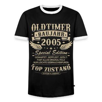 Oldtimer Baujahr 2005 Jahrgang Geburtstag Geschenk - Männer Kontrast-T-Shirt - Schwarz/Weiß - Vorne - AI Model Female 172 light (172cm) & AI Model Male 178 light (178cm)