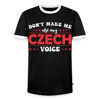 Don't force me to give my Czech voice - Men's Ringer Shirt - black/white - Front - AI Model Female 172 light (172cm) & AI Model Male 178 light (178cm)